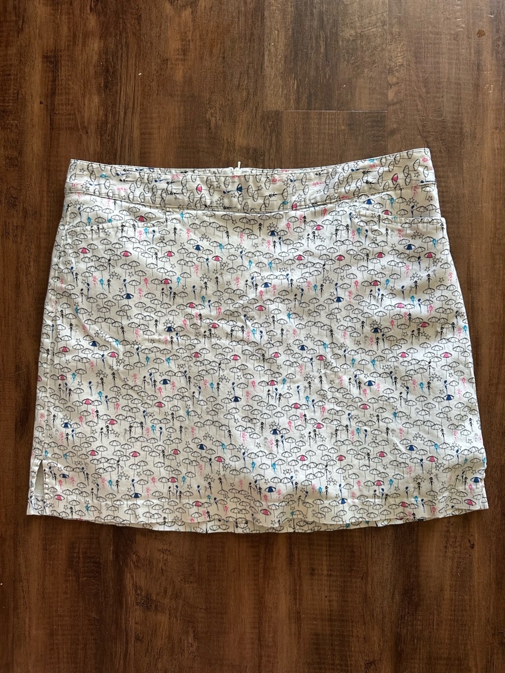 Lady Hagen White Skirt with Pink and Blue Umbrella Print